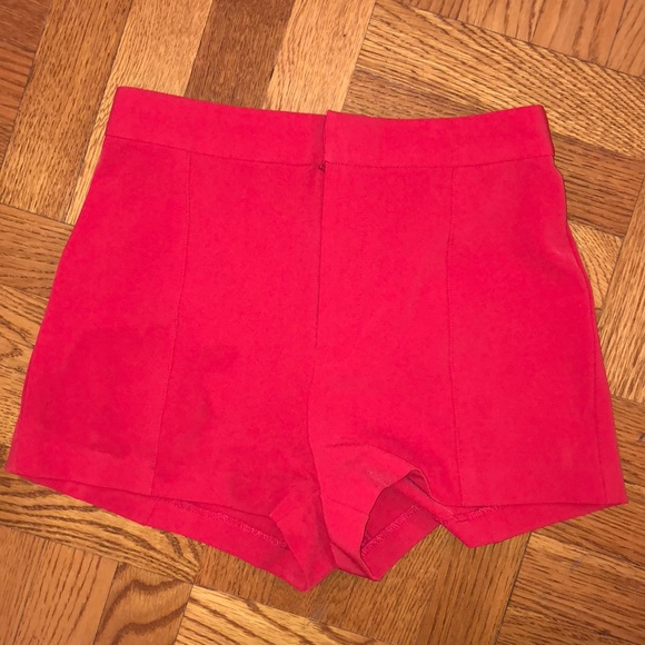 red high waisted hot pants